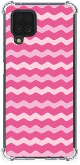 B2Ctelecom Foto hoesje Samsung Galaxy A12 Smartphone hoesje met doorzichtige rand Waves Pink