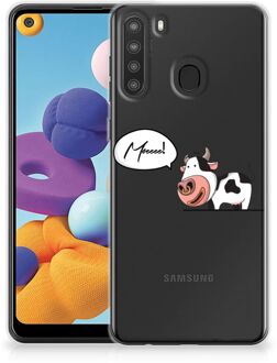 B2Ctelecom Foto hoesje Samsung Galaxy A21 Telefoon Hoesje Gepersonaliseerd Cadeau Cow