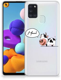 B2Ctelecom Foto hoesje Samsung Galaxy A21s Telefoon Hoesje Gepersonaliseerd Cadeau Cow