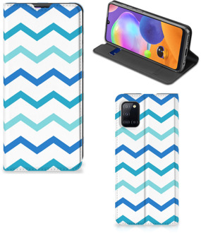 B2Ctelecom Foto hoesje Samsung Galaxy A31 Smart Cover Zigzag Blauw