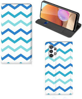 B2Ctelecom Foto hoesje Samsung Galaxy A32 4G Smart Cover Zigzag Blauw