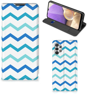 B2Ctelecom Foto hoesje Samsung Galaxy A32 5G Smart Cover Zigzag Blauw