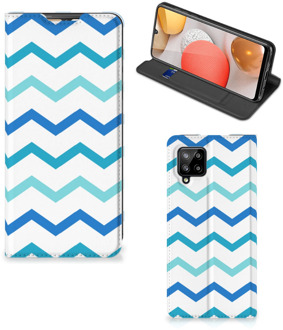 B2Ctelecom Foto hoesje Samsung Galaxy A42 Smart Cover Zigzag Blauw