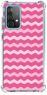 B2Ctelecom Foto hoesje Samsung Galaxy A52 4G/5G Smartphone hoesje met doorzichtige rand Waves Pink