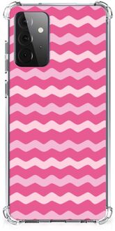 B2Ctelecom Foto hoesje Samsung Galaxy A72 4G/5G Smartphone hoesje met doorzichtige rand Waves Pink