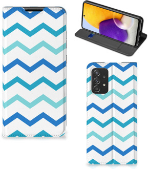 B2Ctelecom Foto hoesje Samsung Galaxy A72 (5G/4G) Smart Cover Zigzag Blauw