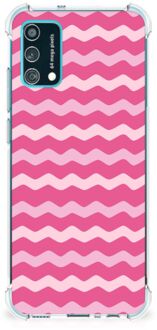 B2Ctelecom Foto hoesje Samsung Galaxy M02s | A02s Smartphone hoesje met doorzichtige rand Waves Pink