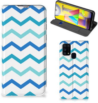 B2Ctelecom Foto hoesje Samsung Galaxy M31 Smart Cover Zigzag Blauw