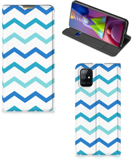 B2Ctelecom Foto hoesje Samsung Galaxy M51 Smart Cover Zigzag Blauw