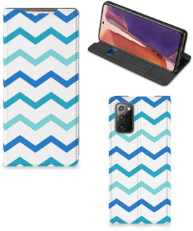 B2Ctelecom Foto hoesje Samsung Galaxy Note20 Smart Cover Zigzag Blauw