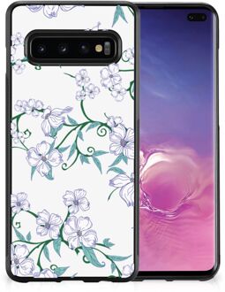 B2Ctelecom Foto hoesje Samsung Galaxy S10+ Telefoonhoesje met Zwarte rand Blossom White