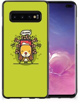 B2Ctelecom Foto hoesje Samsung Galaxy S10+ Telefoonhoesje met Zwarte rand Doggy Biscuit