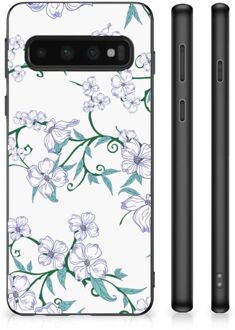 B2Ctelecom Foto hoesje Samsung Galaxy S10 Telefoonhoesje met Zwarte rand Blossom White