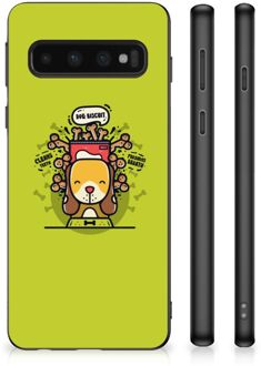 B2Ctelecom Foto hoesje Samsung Galaxy S10 Telefoonhoesje met Zwarte rand Doggy Biscuit