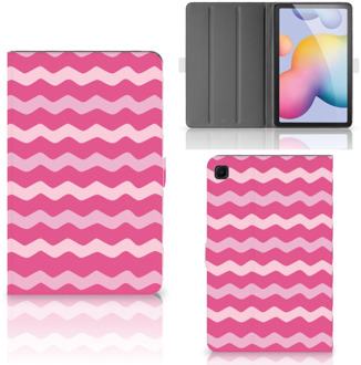 B2Ctelecom Foto Hoesje Samsung Galaxy Tab S6 Lite Hoes met Standaard Waves Pink