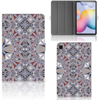 B2Ctelecom Foto Hoesje Samsung Galaxy Tab S6 Lite Hoesje met Magneetsluiting Flower Tiles