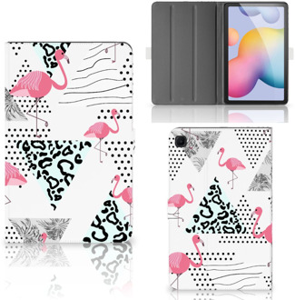 B2Ctelecom Foto Hoesje Samsung Galaxy Tab S6 Lite Hoesje met Standaard Flamingo Triangle