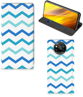 B2Ctelecom Foto hoesje Xiaomi Poco X3 Smart Cover Zigzag Blauw