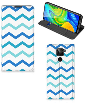 B2Ctelecom Foto hoesje Xiaomi Redmi Note 9 Smart Cover Zigzag Blauw