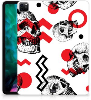 B2Ctelecom Fotohoesje iPad Pro 12.9 (2020) | iPad Pro 12.9 (2021) Siliconen Case Skull Red met doorzichte zijkanten