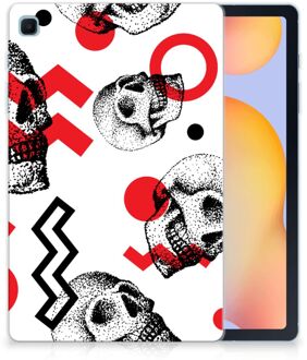 B2Ctelecom Fotohoesje Samsung Galaxy Tab S6 Lite Siliconen Case Skull Red met doorzichte zijkanten