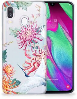 B2Ctelecom Galaxy A40 Samsung Hoesje transparant Bird Flowers