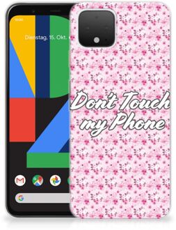 B2Ctelecom Google Pixel 4 Silicone-hoesje Flowers Pink DTMP