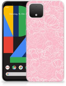 B2Ctelecom Google Pixel 4 Siliconen Hoesje White Flowers