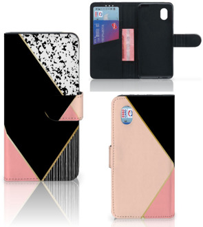 B2Ctelecom GSM Hoesje Alcatel 1B (2020) Bookcase Black Pink Shapes