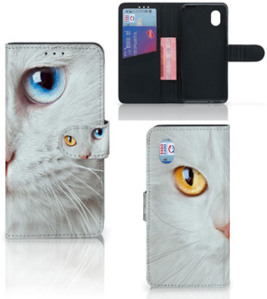 B2Ctelecom GSM Hoesje Alcatel 1B (2020) Bookcover Case Witte Kat