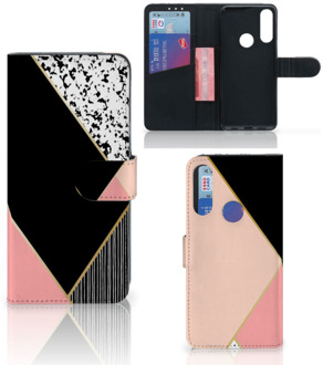 B2Ctelecom GSM Hoesje Alcatel 1S 2020 Bookcase Black Pink Shapes