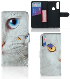 B2Ctelecom GSM Hoesje Alcatel 1S 2020 Bookcover Case Witte Kat