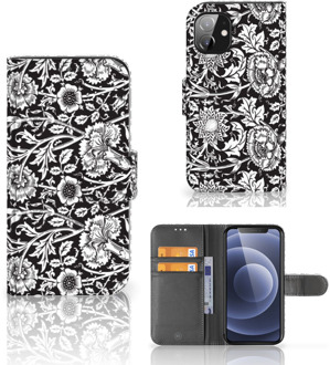 B2Ctelecom GSM Hoesje Apple iPhone 12 Mini Beschermhoes Black Flowers