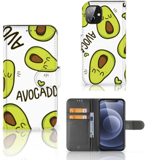 B2Ctelecom GSM Hoesje Apple iPhone 12 Mini Mobiel Bookcase Valentijn Cadeautje Haar Avocado Singing