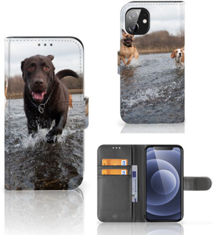 B2Ctelecom GSM Hoesje Apple iPhone 12 Mini Wallet Book Case Honden Labrador