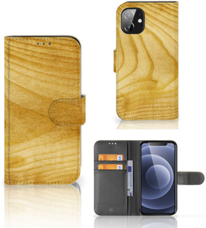 B2Ctelecom GSM Hoesje Apple iPhone 12 Mini Wallet Book Case Licht Hout