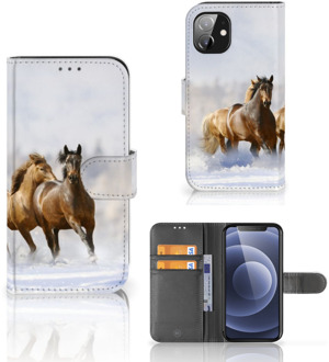 B2Ctelecom GSM Hoesje Apple iPhone 12 Mini Wallet Book Case Paarden