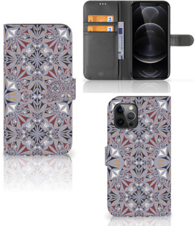 B2Ctelecom GSM Hoesje Apple iPhone 12 Pro Max Flipcover Flower Tiles