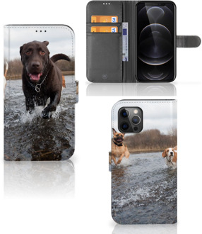 B2Ctelecom GSM Hoesje Apple iPhone 12 Pro Max Wallet Book Case Honden Labrador