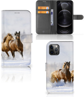 B2Ctelecom GSM Hoesje Apple iPhone 12 Pro Max Wallet Book Case Paarden