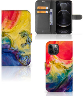 B2Ctelecom GSM Hoesje Apple iPhone 12 Pro Max Wallet Book Case Watercolor Dark