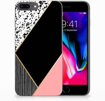 B2Ctelecom GSM Hoesje Backcase iPhone 7 Plus | 8 Plus Black Pink Shapes