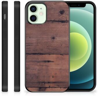 B2Ctelecom GSM Hoesje Customize iPhone 12 Mini Leuk TPU Back Cover met Zwarte rand Old Wood