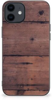 B2Ctelecom GSM Hoesje Customize iPhone 12 Pro | 12 (6.1") Leuk TPU Back Cover met Zwarte rand Old Wood