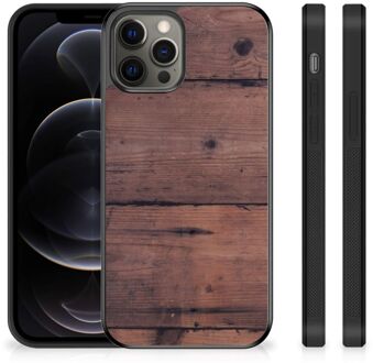 B2Ctelecom GSM Hoesje Customize iPhone 12 Pro Max Leuk TPU Back Cover met Zwarte rand Old Wood