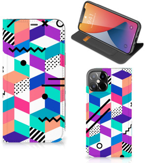 B2Ctelecom GSM Hoesje Gepersonaliseerd Cadeau iPhone 12 Pro Max Wallet Case Blokken Kleurrijke