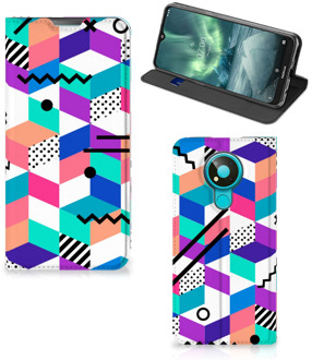 B2Ctelecom GSM Hoesje Gepersonaliseerd Cadeau Nokia 3.4 Wallet Case Blokken Kleurrijke