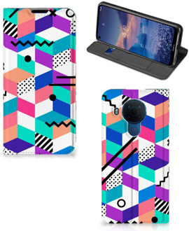 B2Ctelecom GSM Hoesje Gepersonaliseerd Cadeau Nokia 5.4 Wallet Case Blokken Kleurrijke