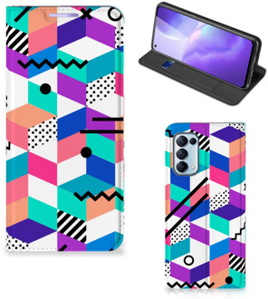 B2Ctelecom GSM Hoesje Gepersonaliseerd Cadeau OPPO Find X3 Lite Wallet Case Blokken Kleurrijke