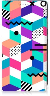 B2Ctelecom GSM Hoesje Gepersonaliseerd Cadeau Samsung Galaxy A52 Wallet Case Blokken Kleurrijke